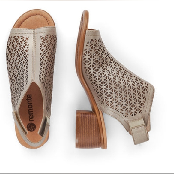 🆕Remonte Lillian 71 Silver Leather Laser Cut out Peep Toe Sandals Size 39 - Picture 3 of 16